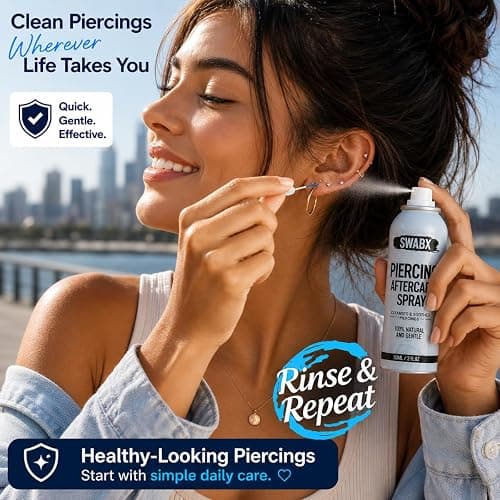 SWABX Piercing Aftercare Saline Spray 80ml – Fine Mist Sea Salt Spray for Ear, Nose & Body Piercings – Gentle Daily Care thumbnail 12