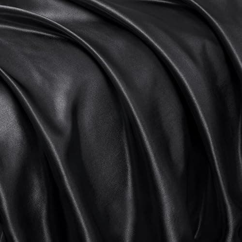 Homiest Ruffled Satin Sheets Full Size 6pc Set - Black Bed Sheet Set with 15 Inch Deep Pocket Fitted Sheet, 1 Flat Sheet, 2 Ruffled Pillow Shams & 2 Pillowcases, Similar to Silk Sheets thumbnail 9