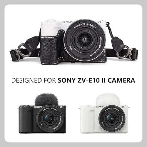 MUZIRI KINOKOO Camera Case for Sony ZV-E10 II, PU Leather Protective Case for Sony Alpha ZV-E10 II/ZVE10 II Camera with 16-50mm Lens - Removable Case with Shoulder Strap & Storage Pocket - Black thumbnail 3