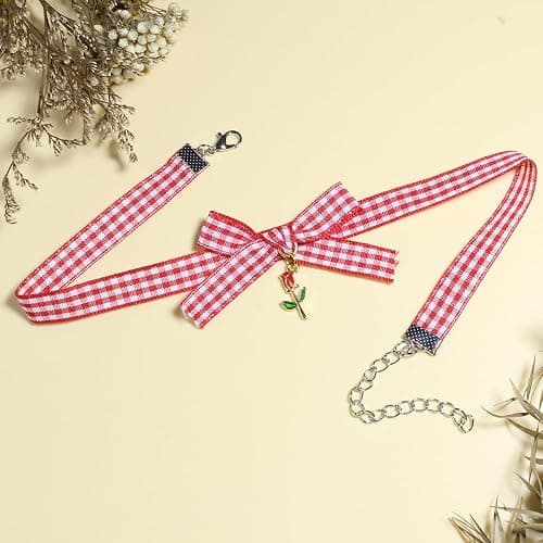 Nova&Aria Chokers Set For Women Heart Pearl Choker Necklaces Flower Pendant Velvet Cute Pink Blue White Black Choker Necklace Classic Tattoo Colorful Lace Chokers thumbnail 2