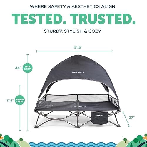 Baby Delight Go with Me Bungalow Deluxe Portable Cot | Toddler Travel Bed | Indoor and Outdoor | Sun Canopy | Grey thumbnail 3