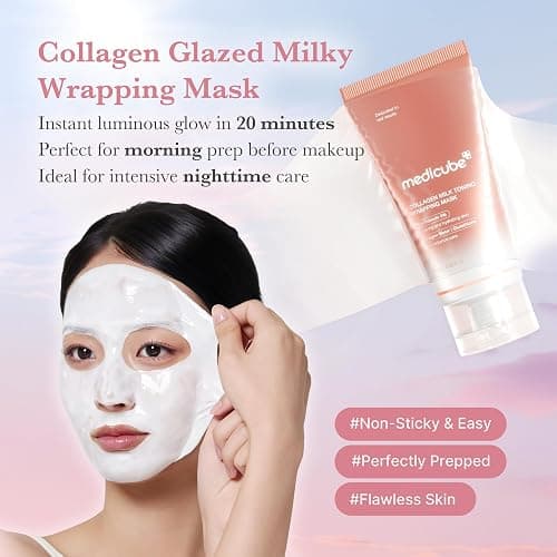 medicube Collagen Glazed Milky Glow Daytime Wrapping Mask | Quick & Easy-to-Peel Mask for Radiance, Hydration & Smooth Texture | Glutathione, Niacinamide, 130Da Collagen for Plumped, Glass Glow Skin thumbnail 3