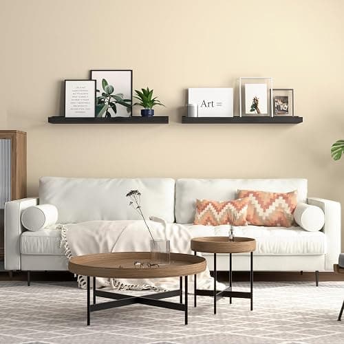 RICHER HOUSE 3-Set Floating Shelves with Lip, Black Small Wall Shelf, 16In | Display Picture Ledge Shelf, Anti-drop lip Shelf for Room Wall Decor, Bedroom Bathroom Storage Nursery Books, Easy Setup,Wood thumbnail 8