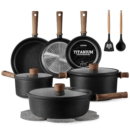 CAROTE Nonstick Pots and Pans, Induction Titanium Cookware Set 16pcs Kitchen Cooking Sets, Pot and Pan Non Stick w/Frying pan (PFOS, PFOA Free) - Image 1