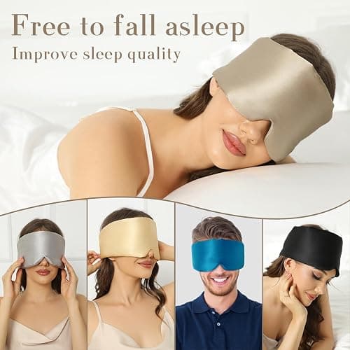 SECZIPE 100% Mulberry Silk Sleep Mask Eye Mask for Women Man with Adjustable Band, for Side Sleeper Blackout Sleep Mask for Travel Rest and Office Large Size (Taupe) thumbnail 6