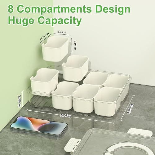 Mfacoy Snackle Box Container, 2 Pack Divided Serving Tray with Lid and Handle, Snack Box Charcuterie Container for Portable Snack Platters, Clear Organizer for Candy, Fruits, Travel, Party, Picnic thumbnail 3