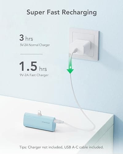 charmast Small Portable Charger for iPhone, Ultra-Compact 20W PD Fast Charging Power Bank 5000mAh, Mini Battery Pack for iPhone 14/14 Pro Max/13/13 Pro Max/12/12 Pro Max/11/XR/X/8/7/6 etc thumbnail 9