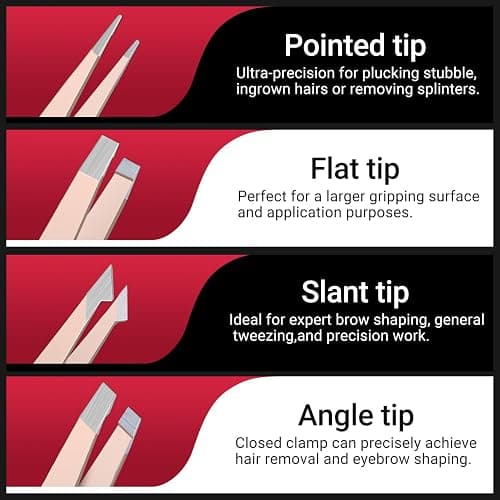 TsMADDTs Tweezers for Women Facial Hair, 8 in 1 Eyebrow Kit with Tweezers, Eyebrow Trimmer Scissors, Razor, Brush with Travel Bag, Hair Plucking Daily Beauty Tools thumbnail 3