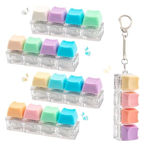 5Pcs Keyboard Fidget Toy, Loud Fidget Keyboard Keychain 4-in-1 Keyboard Clicker Fidget Toy Stress Relief, Cute Button Clicker Fidget Sensory Fun Toys for Anxiety Decompression (Cat) - Image 1