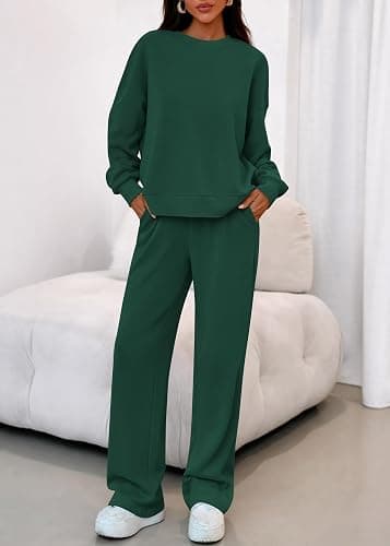KIRUNDO Fall Sweatsuits Women 2 Piece Outfit Lounge Sets 2025 Matching Airport Oversized Sweatshirt Sweatpants Tracksuit thumbnail 8