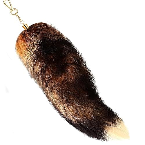 NWSTESLE Fuzzy Faux Fur Fox Wolf Tail for Cosplay Halloween Party Costume,Over 1 Years Old - Image 1