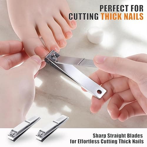 AVERZELLA 5-Pack Large Toenail Clippers Straight Edge, 3.15 inch Long Handled Non-Slip Toenail Clippers for Seniors Adults, Stainless Steel Big Toe Nail Clippers Bulk Set for Men Women (Silver) thumbnail 5