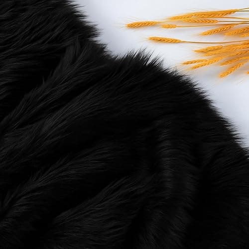 Faux Fur Fluffy Crafts Fabric 23.6x59 inch Black, Long Pile Shaggy Fur Fabric for Costume, Halloween Decoration, Home Sewing, Craft Arts Supply, Upholstery, Christmas Plush Furry Material thumbnail 9