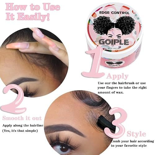 Edge Control Wax for Women Strong Hold Non-greasy, Edge Wax Styling Gel for Black Women Hair No Flaking, White Residue, Shine and Smooth Strawberry Scent 4oz thumbnail 3
