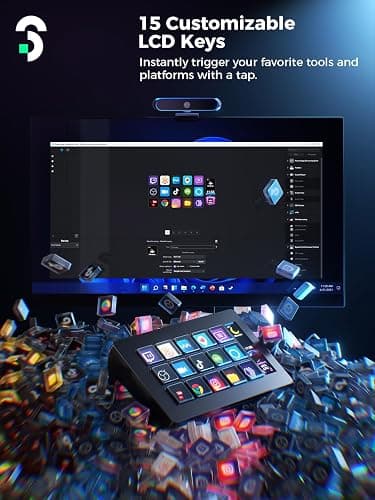 Stream Controller - SOOMFON Stream Control Deck with 15 LCD Macro Keys Customizable to Trigger Actions in OBS Twitch YouTube Compatible with PC & Mac for Content Creators Streaming Gaming thumbnail 2