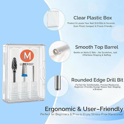 3Pcs Nail Drill Bits Set 3/32 Inch Shank YG6X Carbide Tungsten, 5 in 1 Cross Cut + 3XF Safety+ XC Cone Bits,Two Way Rotation for Acrylic Gel Dip Powder Cuticle Manicure Pedicure thumbnail 3
