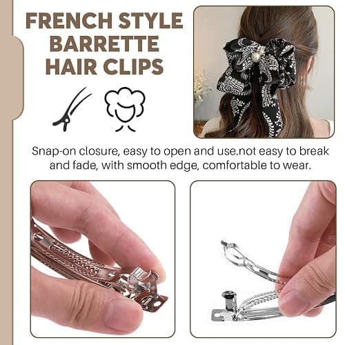 Wokape 100Pcs 2.36" French Barrette Hair Clips, Metal Hair Clips for DIY Bow Streamer Craft Clip thumbnail 4