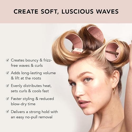 Kitsch XL Ceramic Thermal Rollers - Self Grip Hair Rollers for Blowout Look Long Hair, Medium & Short Hair, Large Hair Rollers for Volume & Curls, Thermal Curlers - Terracotta, 4pcs thumbnail 3
