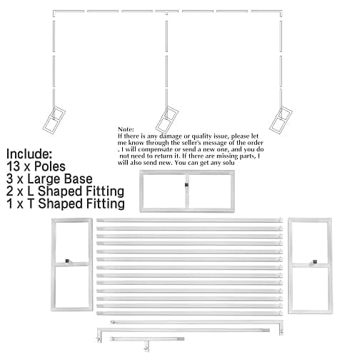 kunghei 10ftx20ft Portable Pipe and Drape Backdrop Stand for Parties Wedding Stage Decoration Photo Photoshoot, Curtain Frame Stand Studio Photography Background Support System Trade Show Display - Type1: 6m/20ft Long-Silver(Not Adjustable) thumbnail 6