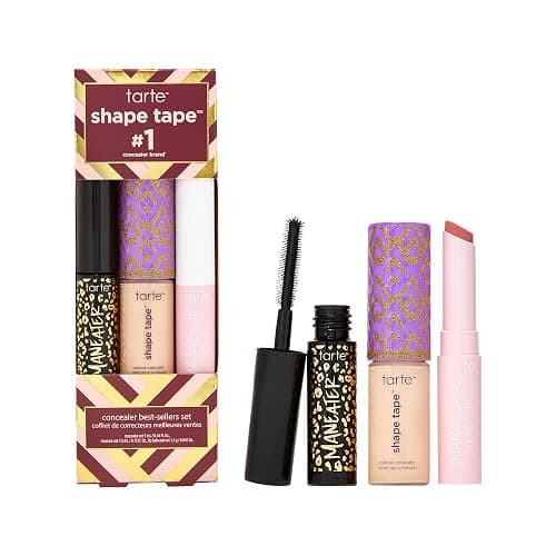 tarte shape tape best-sellers set – Shape Tape Concealer, Hydrating Lip Gloss Balm & Mascara for Curl, Volume & Length, Longwear, Cruelty Free - Image 1