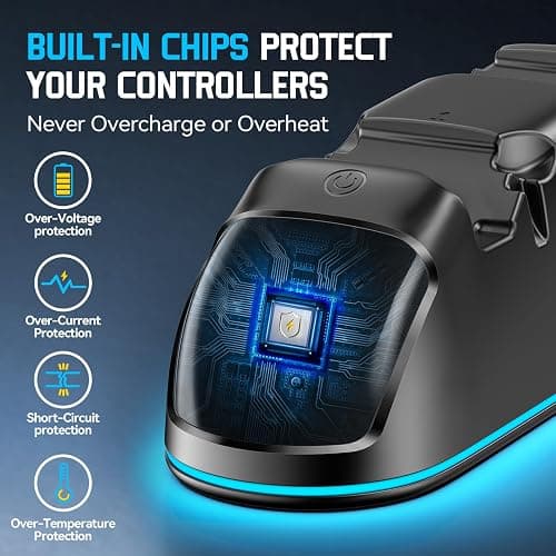 Rysker Controller Charger for PS5, Dual Charging Dock Station for PlayStation 5 Dualsense & Edge with RGB Light, Fast PS5 Dual Controller Charging Station with Cable Black for PlayStation Consoles thumbnail 4