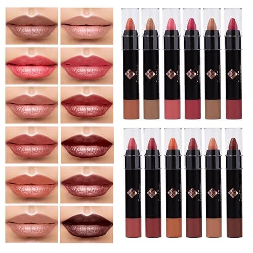 CoralBeau Matte Lipstick Set - 12-Piece Lip Crayon Set With Nude, Pink, Mauve & Red Shades - Waterproof, Long-Wearing Smudge Proof Lipstick Formula with Rich Colors & Pigments thumbnail 2