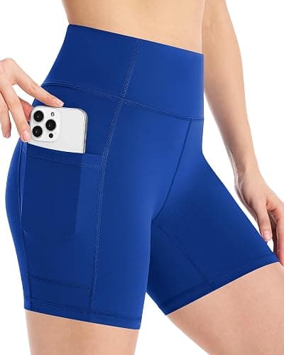 Moozava Women's Biker Shorts 4"/6"/8" High Waisted Tummy Control Workout Gym Yoga Running Volleyball Spandex Shorts 3 Pockets - Image 1
