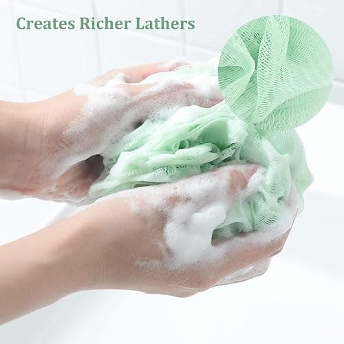 Fu Store Loofah Sponge 60g Shower Loofahs 4 Colors Bath Sponges Mesh Balls for Body Scrubber Exfoliator Wash Back Scrubber Bathroom Men Women - 4 Pack Scrubbers Cleaning Bathing Accessories thumbnail 2