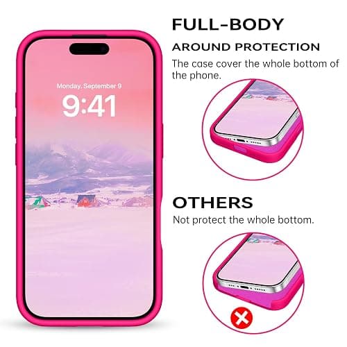 GUAGUA Magnetic for iPhone 17 Pro Case,[Compatible with MagSafe][Military-Grade Drop Protection] Liquid Silicone Soft Slim Microfiber Lining Cushion Phone Case for iPhone 17 Pro 6.3", Hot Pink thumbnail 6