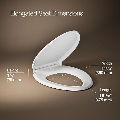 KOHLER 4636-RL-0 Cachet ReadyLatch Elongated Toilet Seat Slow Close, Soft Close Toilet Seat Quiet Lid, Contoured Grip-Tight Bumpers Installation Hardware, Apartment Essentials, White thumbnail 5