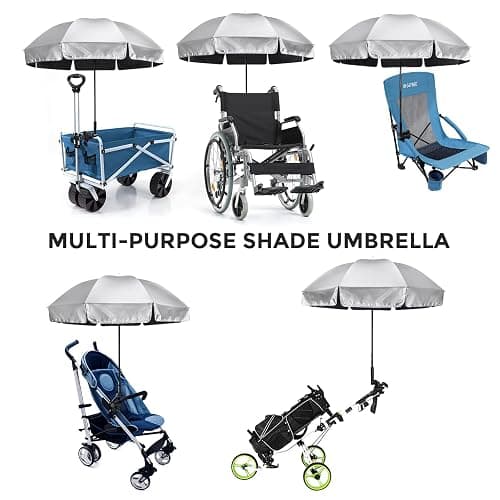 G4Free UPF 50+ Universal Clamp On Umbrella Adjustable Outdoor UV Protection Beach Chair Umbrella for Strollers, Wheelchairs, Patio Chairs, and Golf Carts thumbnail 7