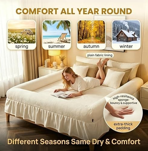 Bed Sheet with Border – The World’s First Bordered Bed Sheet, Padded Zippered Edges for Cozy, Secure Sleep, Breathable, Machine Washable, Easy Setup (Chenille Bed Sheet, Queen: 80"x60") thumbnail 4