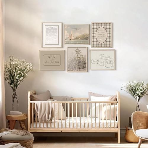 Nursery Christian Wall Art Decor Vintage Bible Verse Posters Baby Boy Nursery Canvas Wall Decor Kids Scripture Pictures Religious Playroom Prints Christian Artwork for Bedroom 12x16x6 Inch Wood Framed thumbnail 2