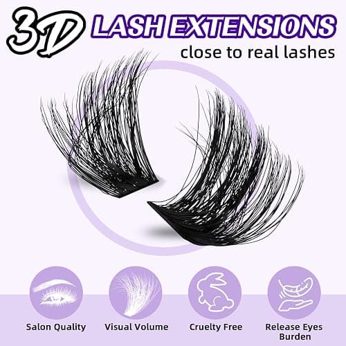 B&Q Fluffy Lash Clusters Kit 100D 200D Mixed Volume Lash Clusters 10-18mm Individual Lashes Kit Salon-style Dramatic Thick eyelash extension 280pcs Suitable for Beginners Makeup at Home(KIT-100D+200D) thumbnail 2