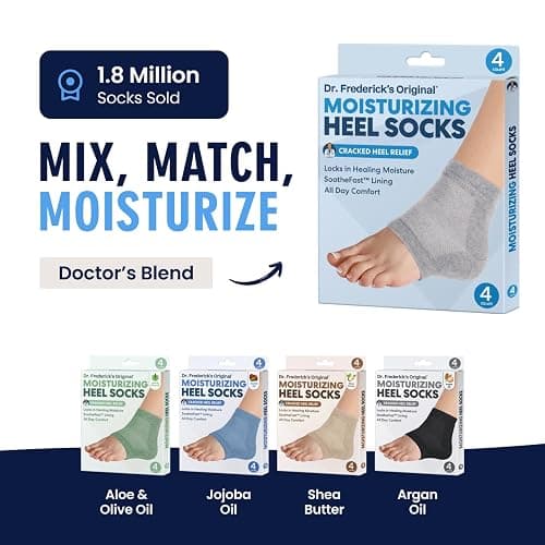 Dr. Frederick's Original Moisturizing Heel Socks for Dry Cracked Heels Treatment - Infused with Olive Oil, Jojoba Oil and Vitamin E - 2 Pairs - Valentines Day Gifts for Her & Him - Original Formula thumbnail 6