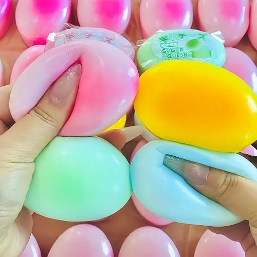 SUISUILE 4 Packs Sticky Bread Squishy Toys, Super Soft Slow Rising Squishy, Realistic Bread Shaped Slow Rebound Squeeze Toy, Kawaii Food Squishies Fidget Toys for Stress Relief (Style B) - Image 1