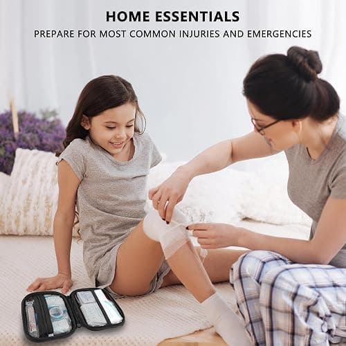 Mini First Aid Kit - 120 Piece Small Waterproof Hard Shell Medical Kit | Emergency First Aid Supplies and Survival Kit For Car, Home, Office, Travel, Camping, Sports, Outdoor, School (Black) thumbnail 6