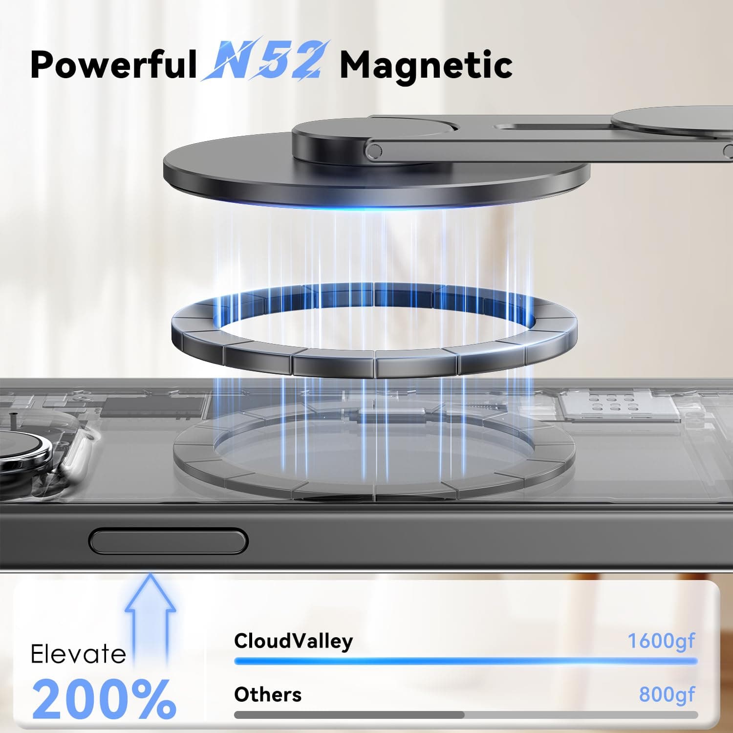 CloudValley Magnetic Holder for Laptop and Phone, Rotatable, 3D Phone Holder, Adjustable, Compatible with iPhone Mag Safe and All Mobile Phones, Stand Accessory for Tesla Portable thumbnail 2