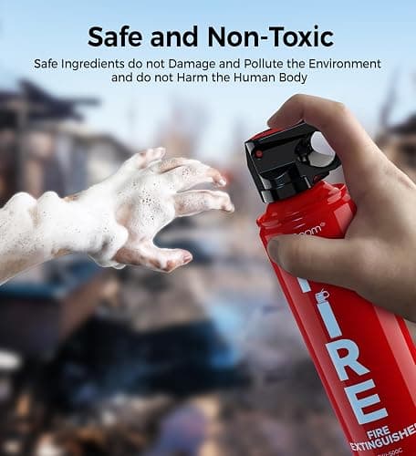 AmzBoom 2-Pack Fire Extinguisher for Home, Kitchen, Car, and Grill with Mounting Bracket– Extinguishing Spray, Compact A, B, C, K – Eco-Friendly, Prevents Reignition. thumbnail 6