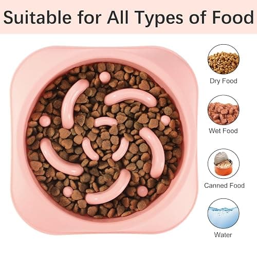 MateeyLife Slow Feeder Dog Bowls 2PCS, Anti-Choking Puzzle Dog Food Bowls, Anti-Slip Interactive Feeding Slow Down Eating, Bloat Stop Maze Dishes for Medium Breeds Pink&Purple thumbnail 6