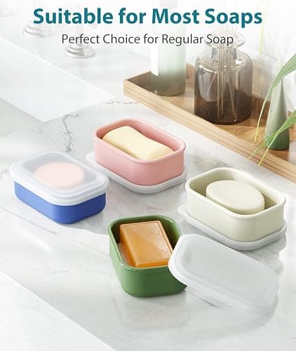 Quatish Compact Leakproof Travel Soap Case, Silicone Soap Box with Draining Layer, Enhanced Soap Container, Suitable for Camping, Gym, Bathroom, Outdoor Essentials, Green thumbnail 6