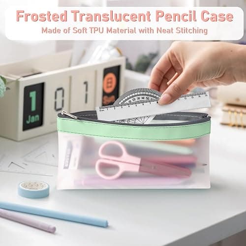 Timart Clear Pencil Pouch-3 Pack, Clear Pencil Case, Pen Holder with Zipper for Kids, Makeup Pouch, Kids Pencil Pouch for Office School Supplies Travel Accessories thumbnail 5