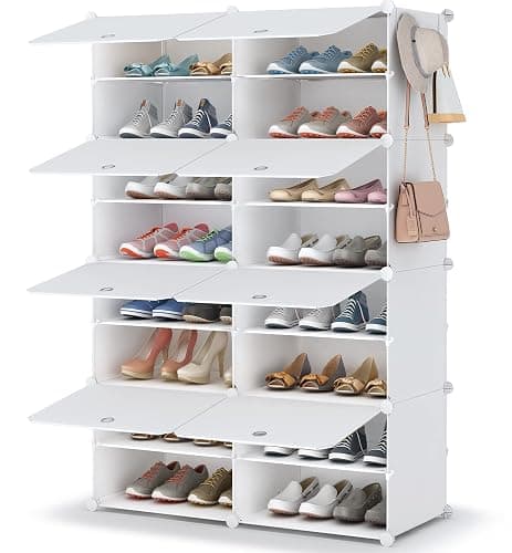 HOMIDEC Shoe Rack, 8 Tier Shoe Storage Cabinet 32 Pair Plastic Shoe Shelves Organizer for Closet Hallway Bedroom Entryway - Image 1