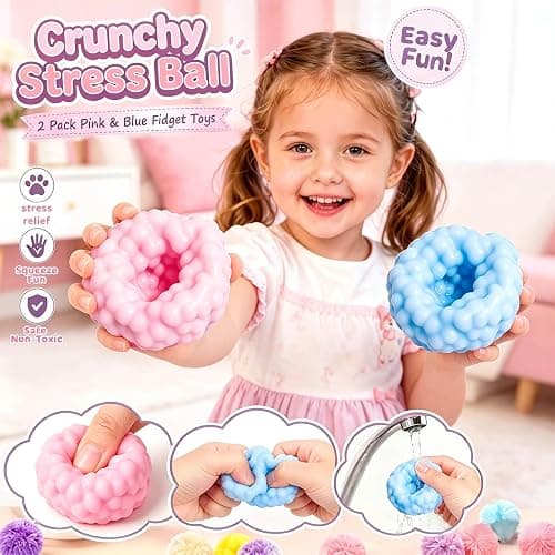 2 Pack Crunchy Noisy Squishy ASMR Stress Balls, Slush Textured Sensory Toys Set, Stress Relief Toys for Kids Adults, Squeezee Sensory Toys, Birthday Xmas Gifts for Girls & Boys thumbnail 2