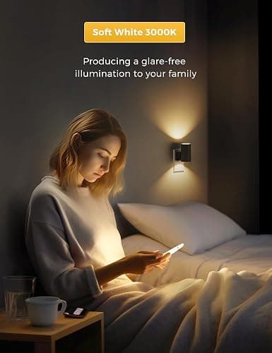 L LOHAS LED Night Light Plug in, Modern Night Lights Plug into Wall, Dusk to Dawn Sensor, Soft White 3000K, 0-100LM Adjustable Brightness, Dimmable Night Lights for Hallway Bedroom Stairway, 2 Pack thumbnail 6