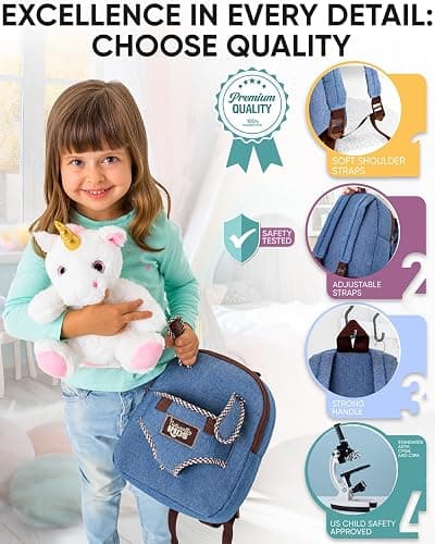 Naturally KIDS Toddler Backpack w Unicorn Toys, 2 Year Old Girl Birthday Gift, 3 Year Old Girl Gift Boy, Toddler Unicorn Toy thumbnail 3