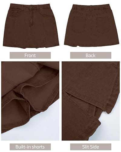 luvamia Skorts Skirts for Women Denim Mini Skirt Side Slit with High Waisted Jean Shorts Stretchy thumbnail 6