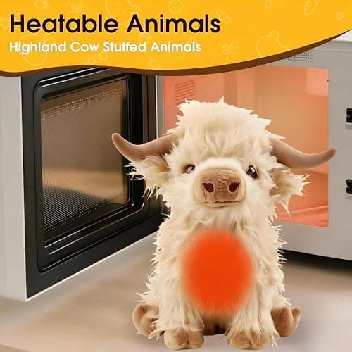 OROZCOR Microwavable Highland Cow Stuffed Animal, Weighted Highland Cow Plush Toys, Cute Weighted Stuffed Animals Gifts for Adult Kids Girls Boys (Microwavable White) thumbnail 5