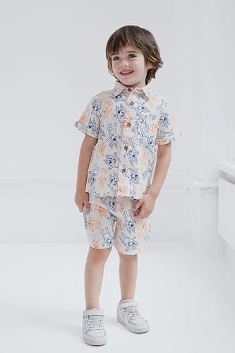 Bluey Cotton Gauze Matching Family Outfits Dress & Button Down Shirt & Shorts Infant to Little Kid Sizes (12 Months - 7-8) thumbnail 2