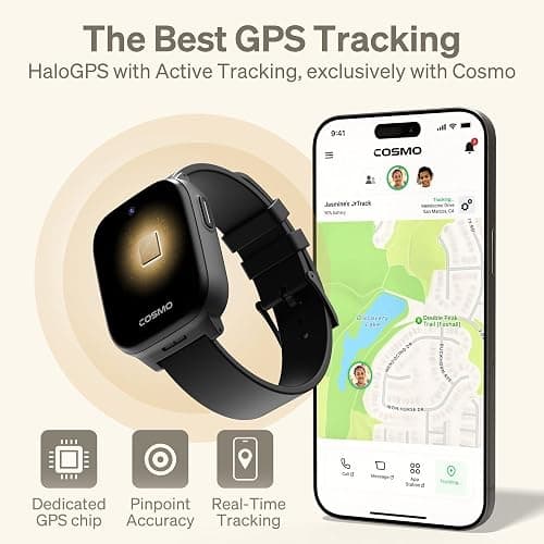 JrTrack 5 Kids Smart Watch by Cosmo | Best Kid-Safe Phone Watch | Precision Real-Time GPS Tracking | Call, Text, Activity, School Settings | Spotify Music | Parental Controls | SOS & Safety Alerts thumbnail 3